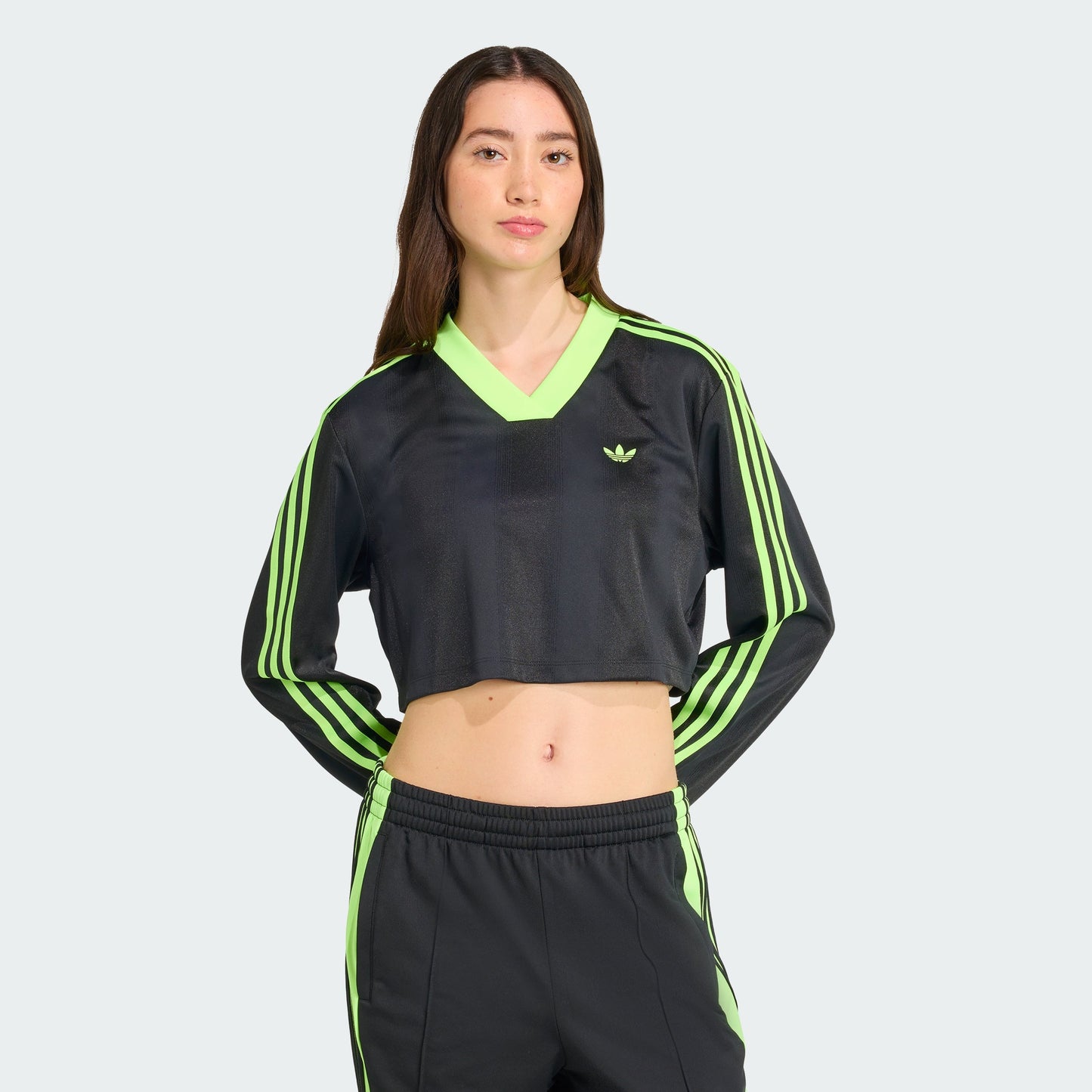 Women's adidas Adicolor Soccer Jacquard Crop Long-Sleeve Top